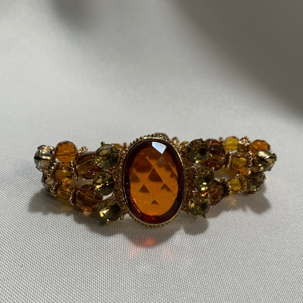 Amber/brown/gold stretchy bracelet